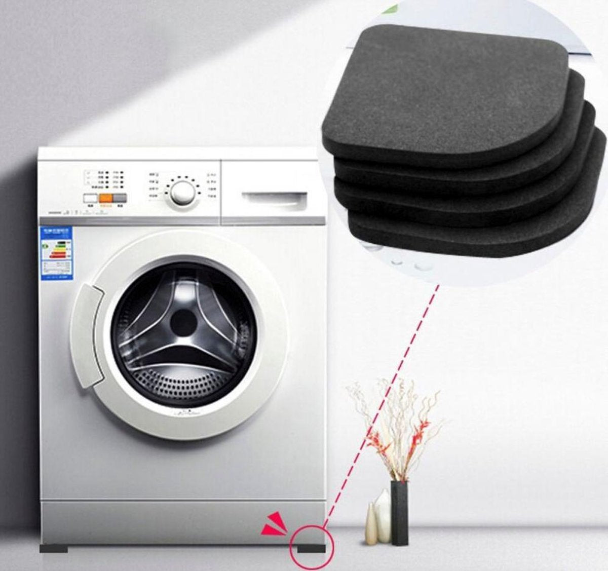 Trillingsdempers Wasmachine & Droger Anti Trillings / Vibratie Dempers Pads - Antislip Rubber - Set Van 4 Stuks