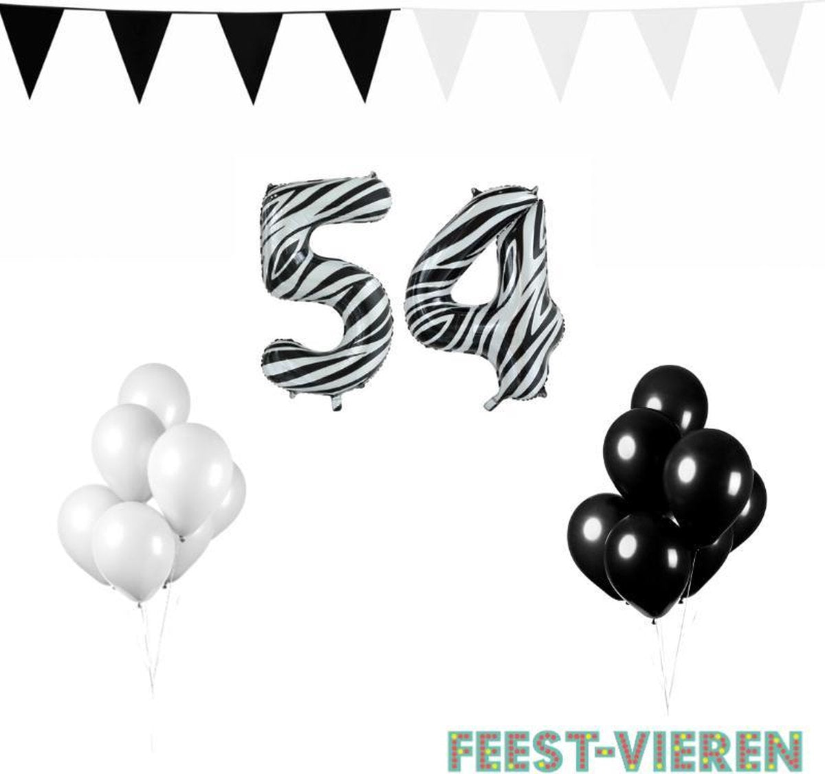 54 jaar Verjaardag Versiering Pakket Zebra