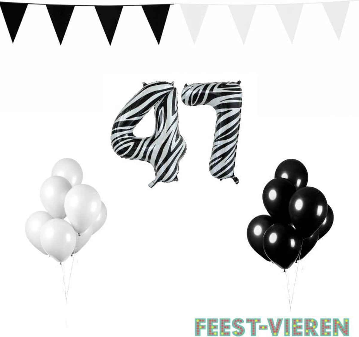 47 jaar Verjaardag Versiering Pakket Zebra