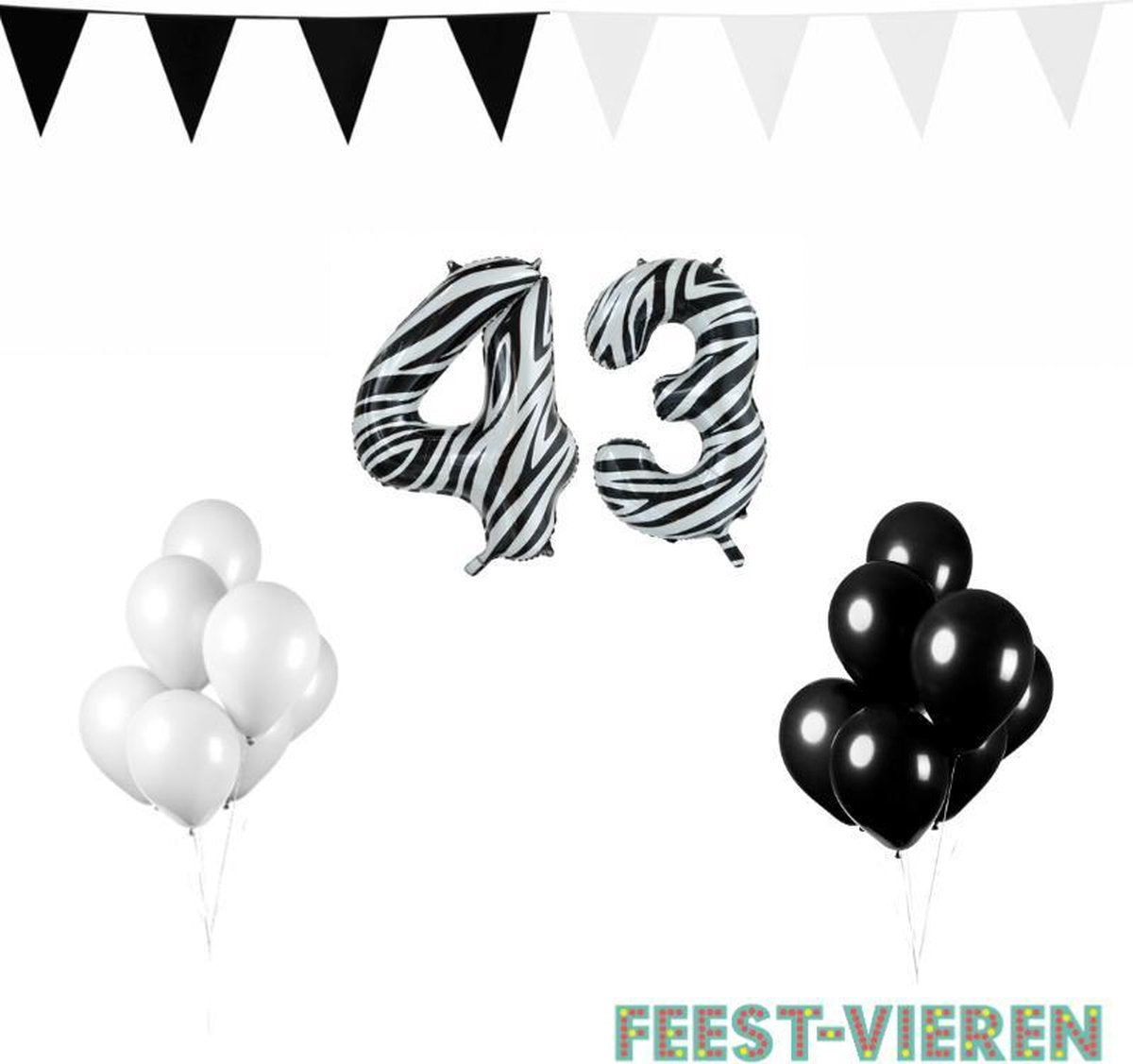 43 jaar Verjaardag Versiering Pakket Zebra