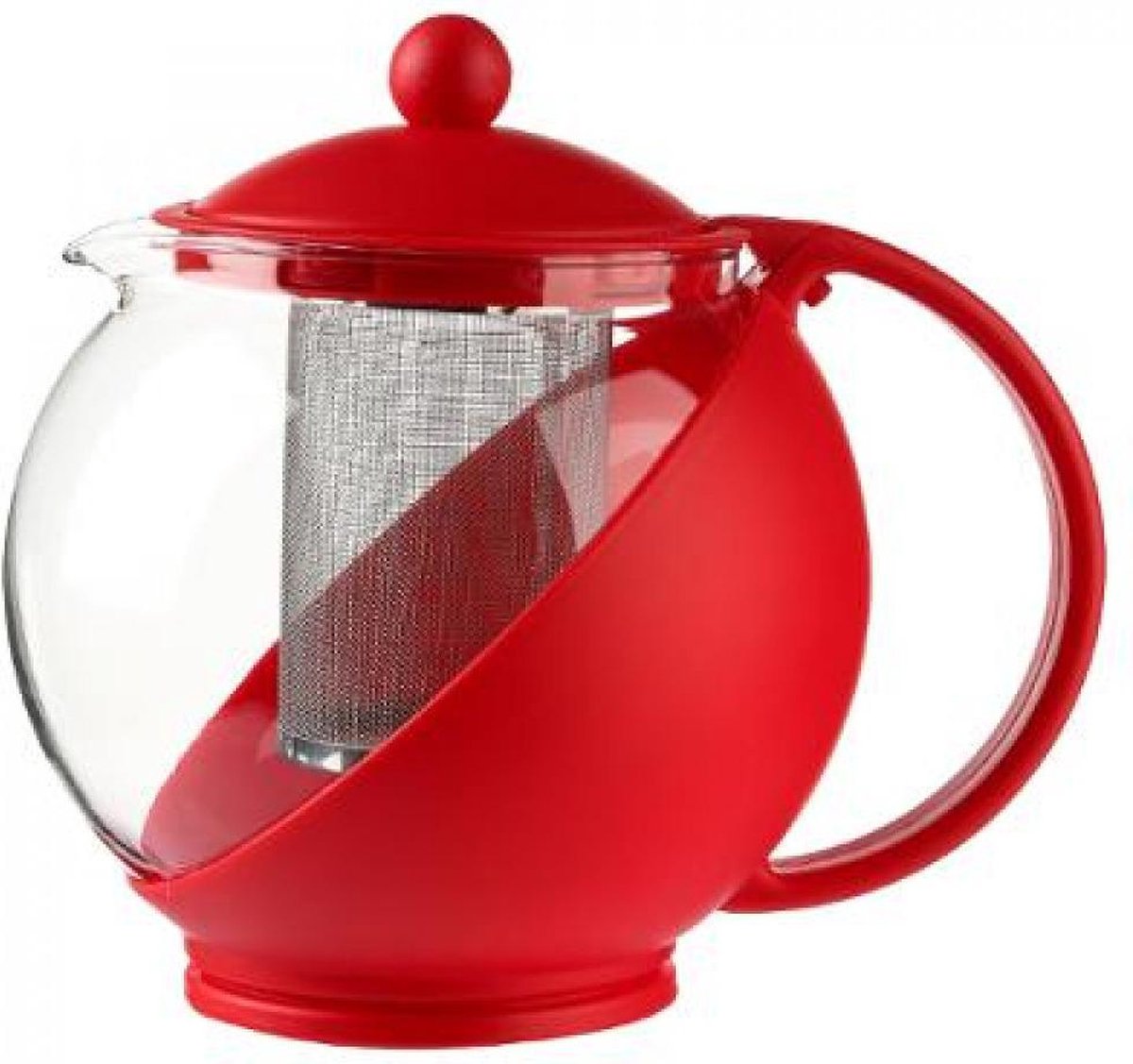 Theepot met theefilter- Voor losse thee - Ingebouwde zeef - 1.25L - Rood