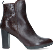 Manfield - Dames - Bruine enkellaarsjes met crocoprint - Maat 38
