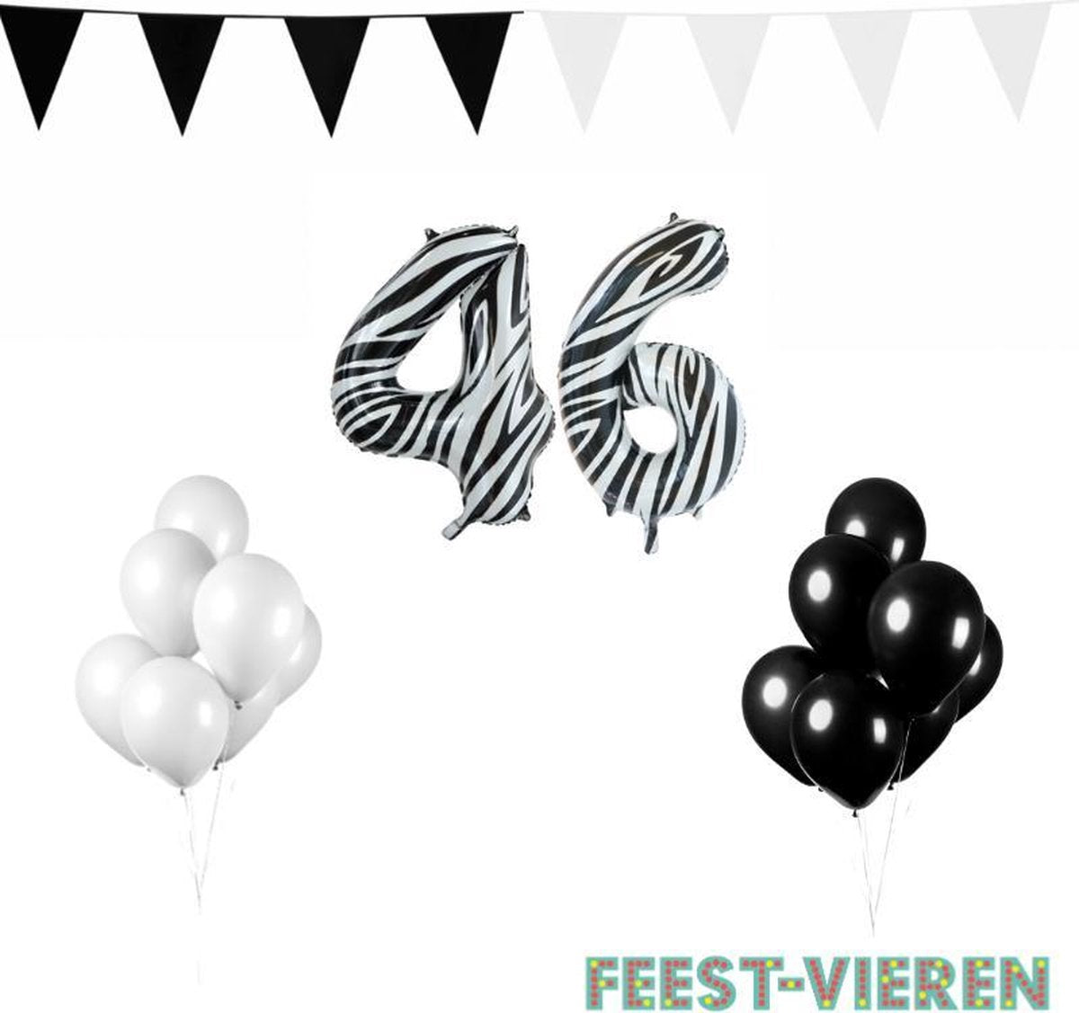 46 jaar Verjaardag Versiering Pakket Zebra