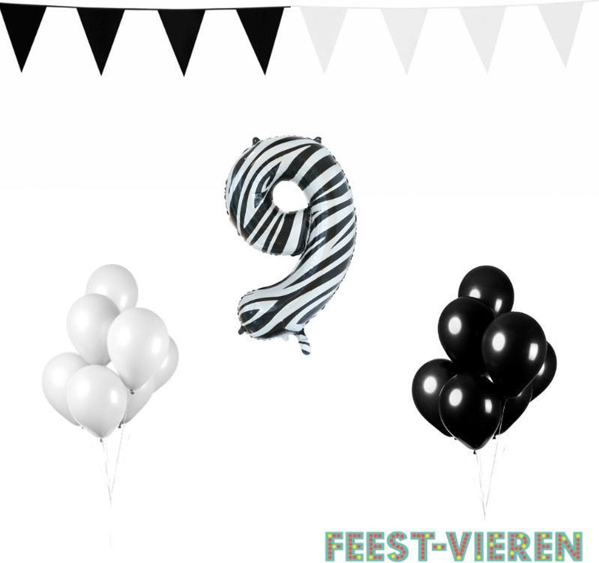 9 jaar Verjaardag Versiering Pakket Zebra