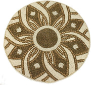 3x Placemat met kralen goudkleurig/creme Ø36cm