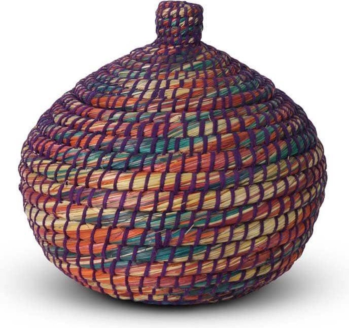 Opbergmand met Deksel van Zeegras Fuchsia Basket