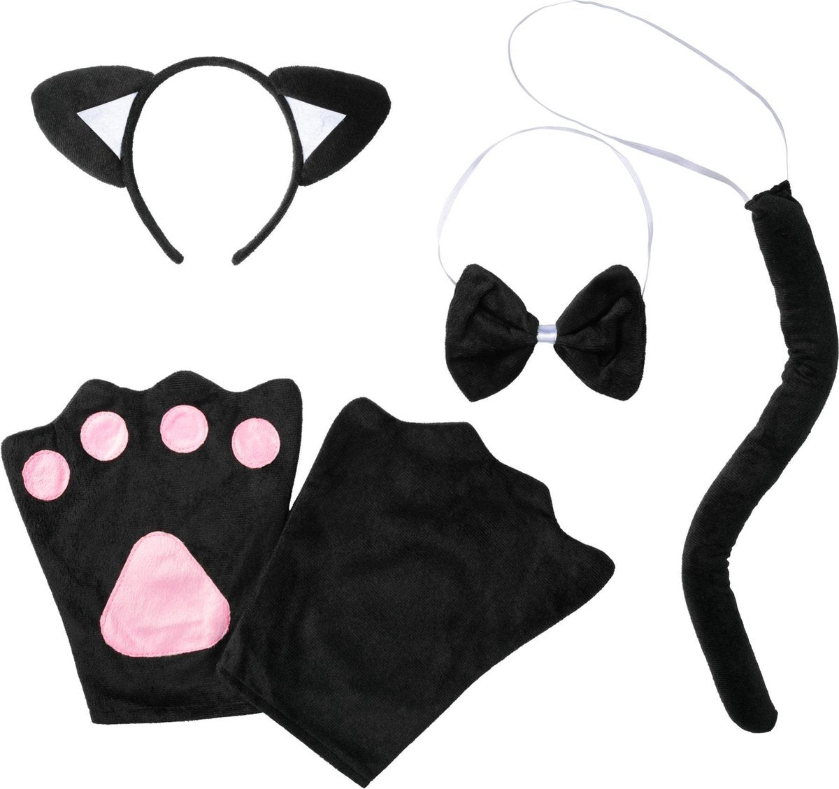 dressforfun - Accessoireset kat Volwassenen  - verkleedkleding kostuum halloween verkleden feestkleding carnavalskleding carnaval feestkledij partykleding - 302045