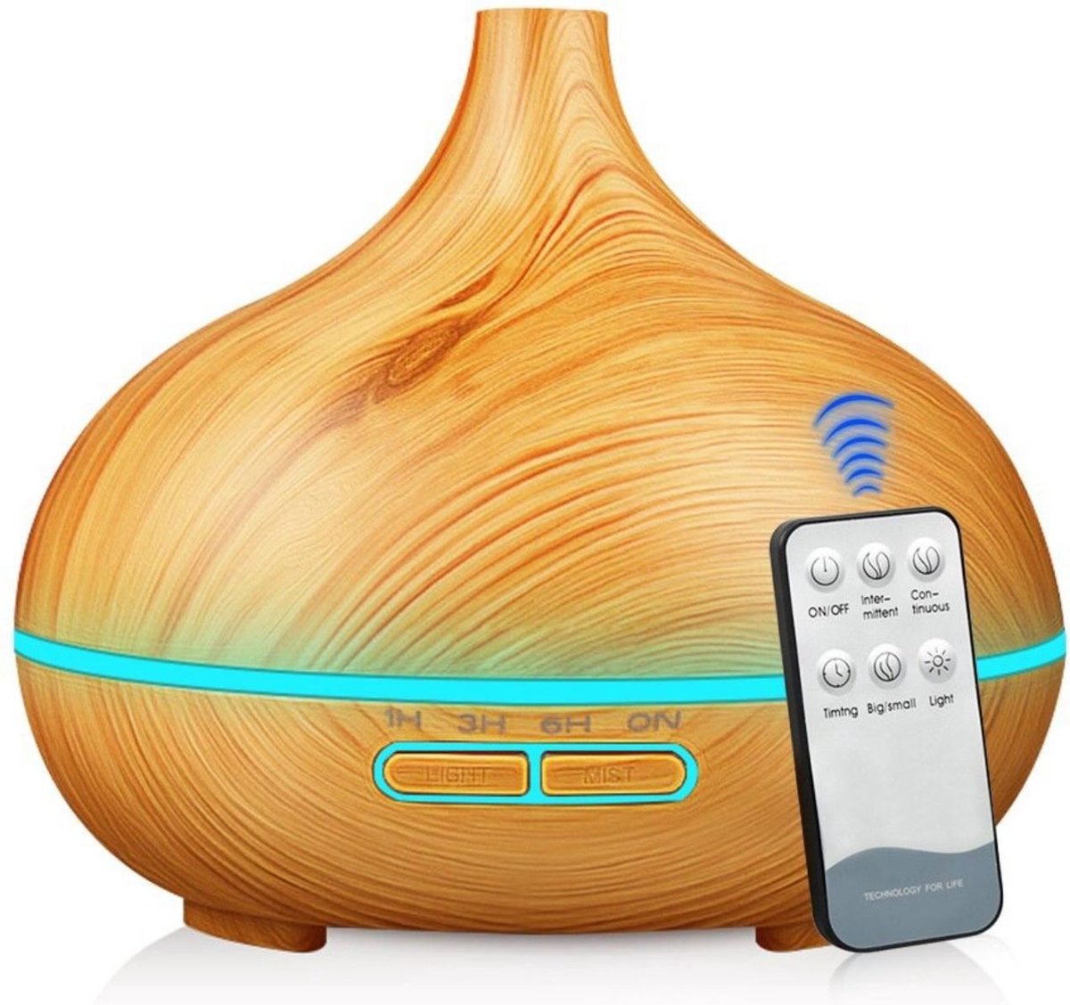 Loft Home® Aroma diffuser | Luchtbevochtiger | Aromatherapie | Incl. Afstandsbediening | Verdamper | Geurverspreider | Lichtbruin