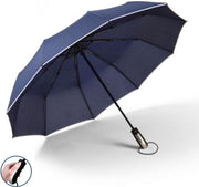 Kidorable automatische open en sluit stormparaplu met reflecterende rand ( blauw ) - Ø 105 cm