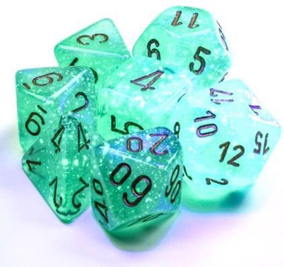 Chessex 7-Die set Borealis Luminary - Light Green/Gold