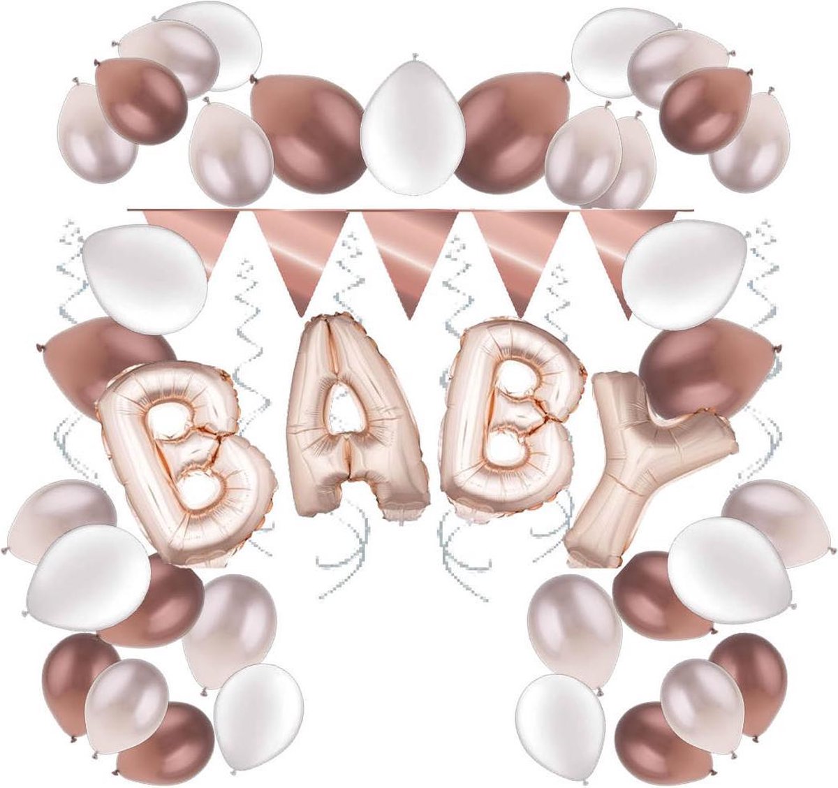 e-Carnavalskleding.nl Babyshower rosé feestversieringspakket Medium | Versiering babyshower of geboorte rosé | Geboorte versiering meisje