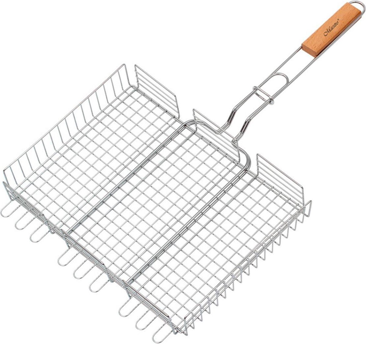 Maestro MR-1003 Grillrooster met houten handvat afsluitbaar 40x30cm