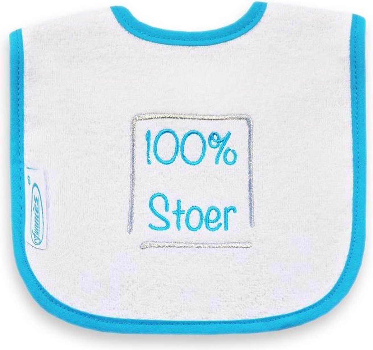 Funnies Babyslabbertje 100% Stoer Wit/Turquoise 36311