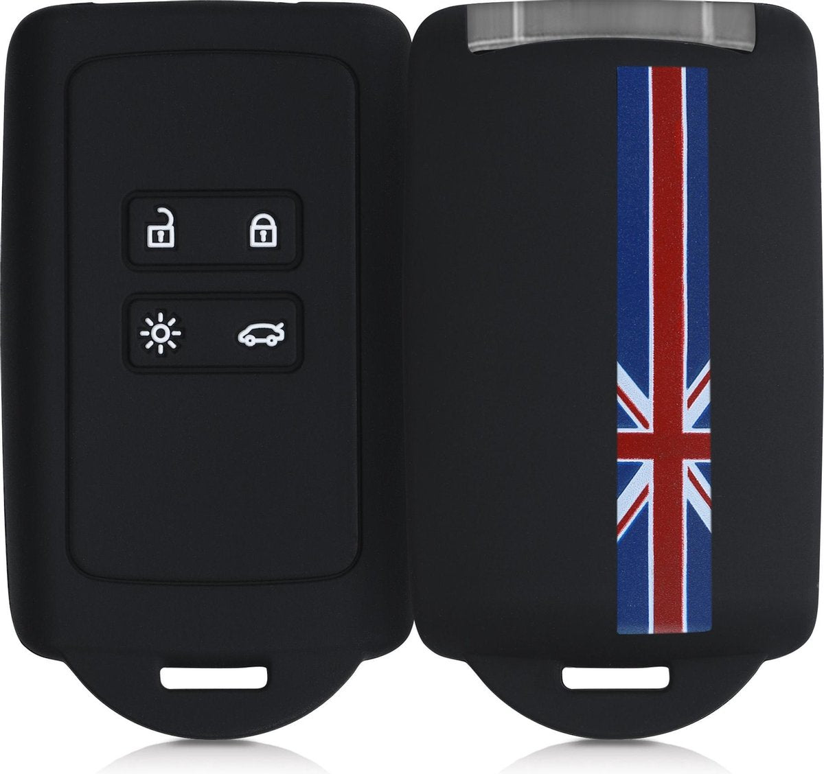 kwmobile autosleutelhoes voor Renault 4-knops Smartkey autosleutel (alleen Keyless Go) -Siliconenhoes in rood / blauw / zwart - Sleutelcover