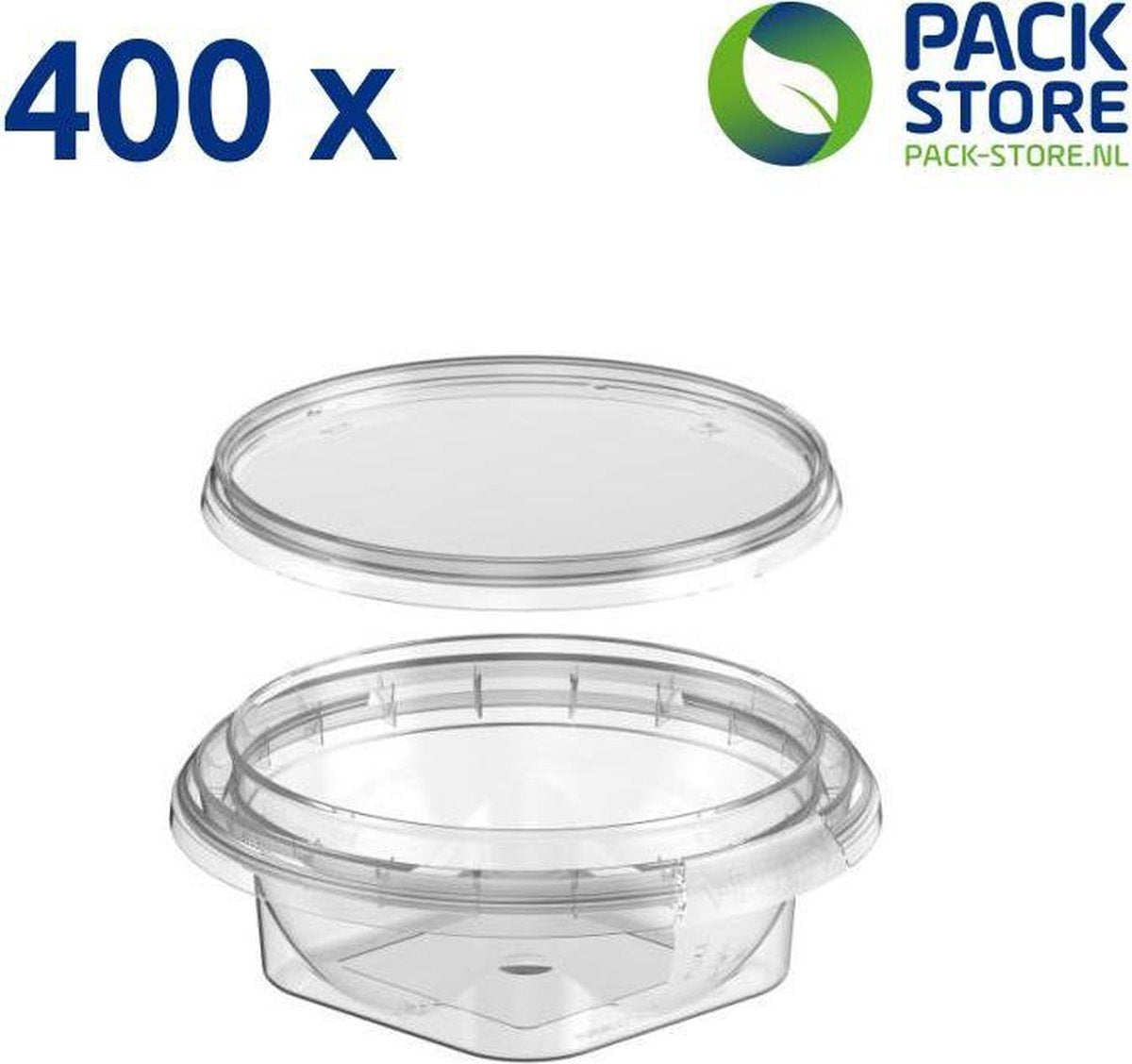 400 x Plastic bakje 125 ml (rond Ø94mm) - Transparant met deksel