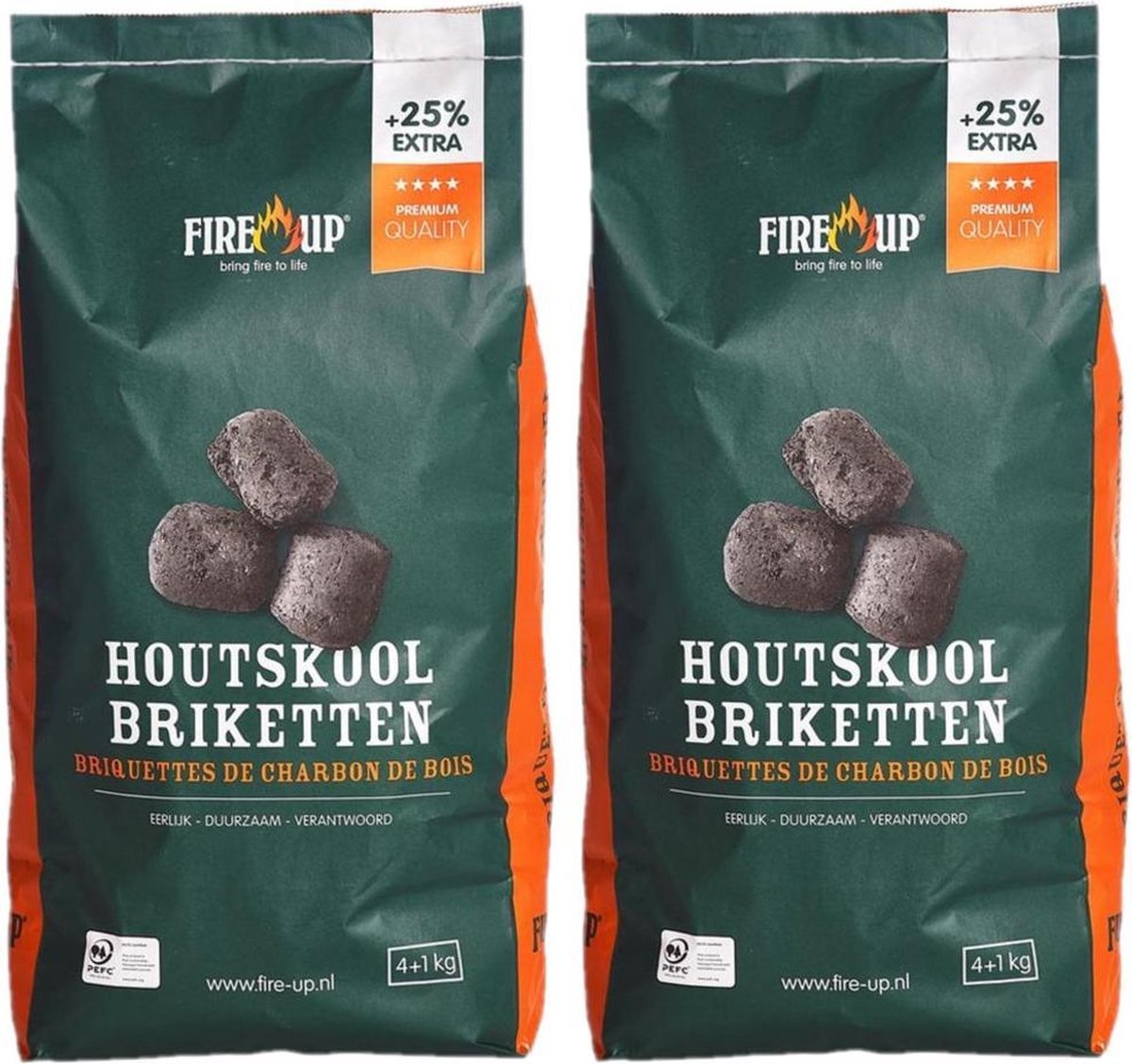 2x zakken fire-up houtskool briketten 5 kilo - BBQ