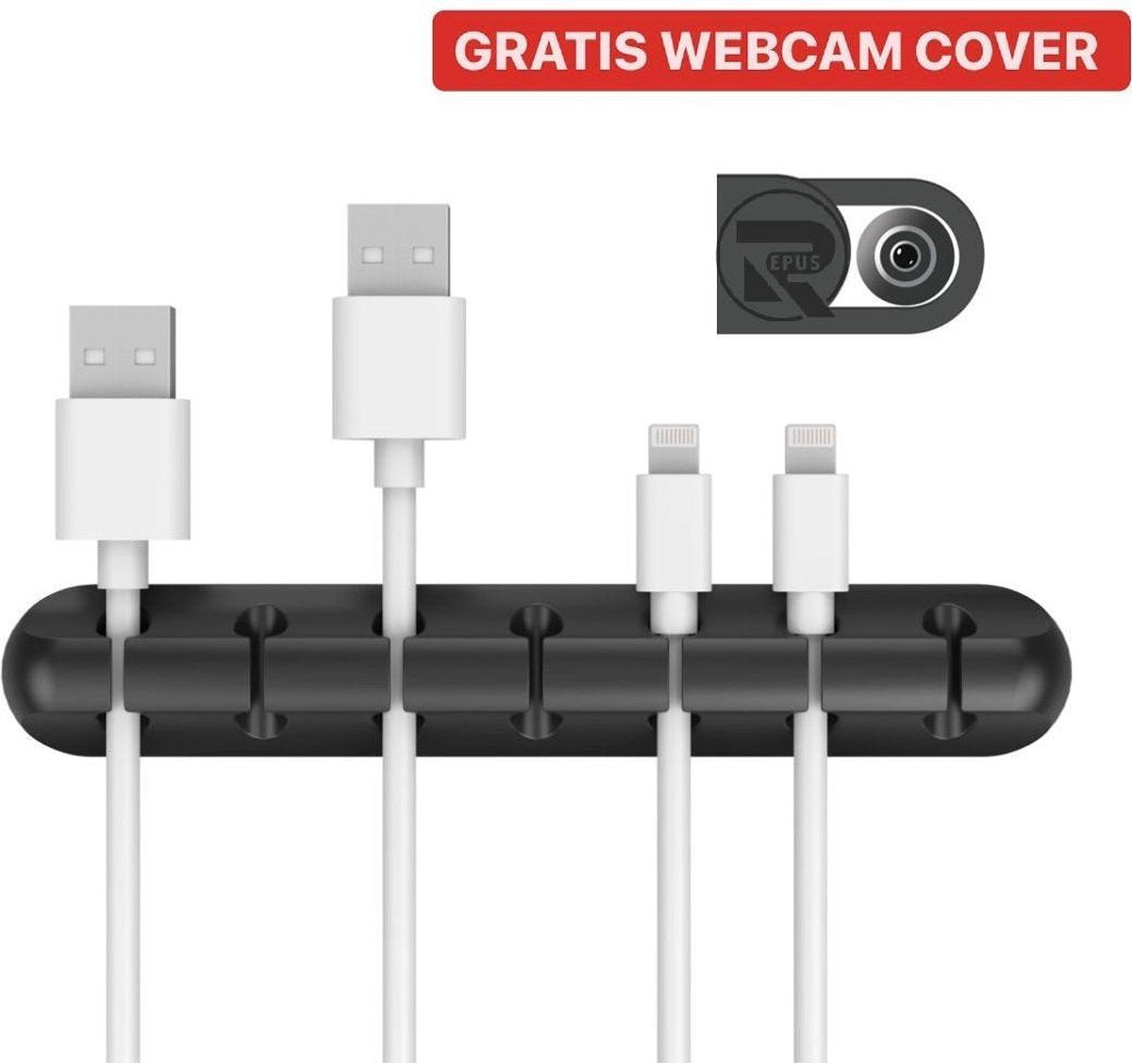 Repus Kabelorganizer 7 Kabels | + GRATIS WEBCAM COVER |Kabelklem| Kabelhouder | Kabelclip | Organizer |Bureau organizer |Musthave