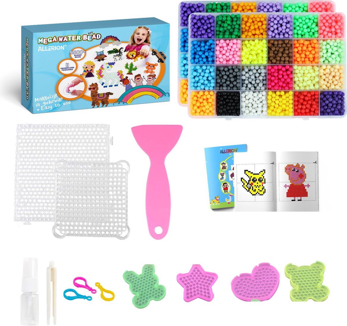 Allerion Waterparel Set - 5.500-delig - 24 Kleuren – Mozaiek voor kinderen – Inclusief Voorbeeldenboekje