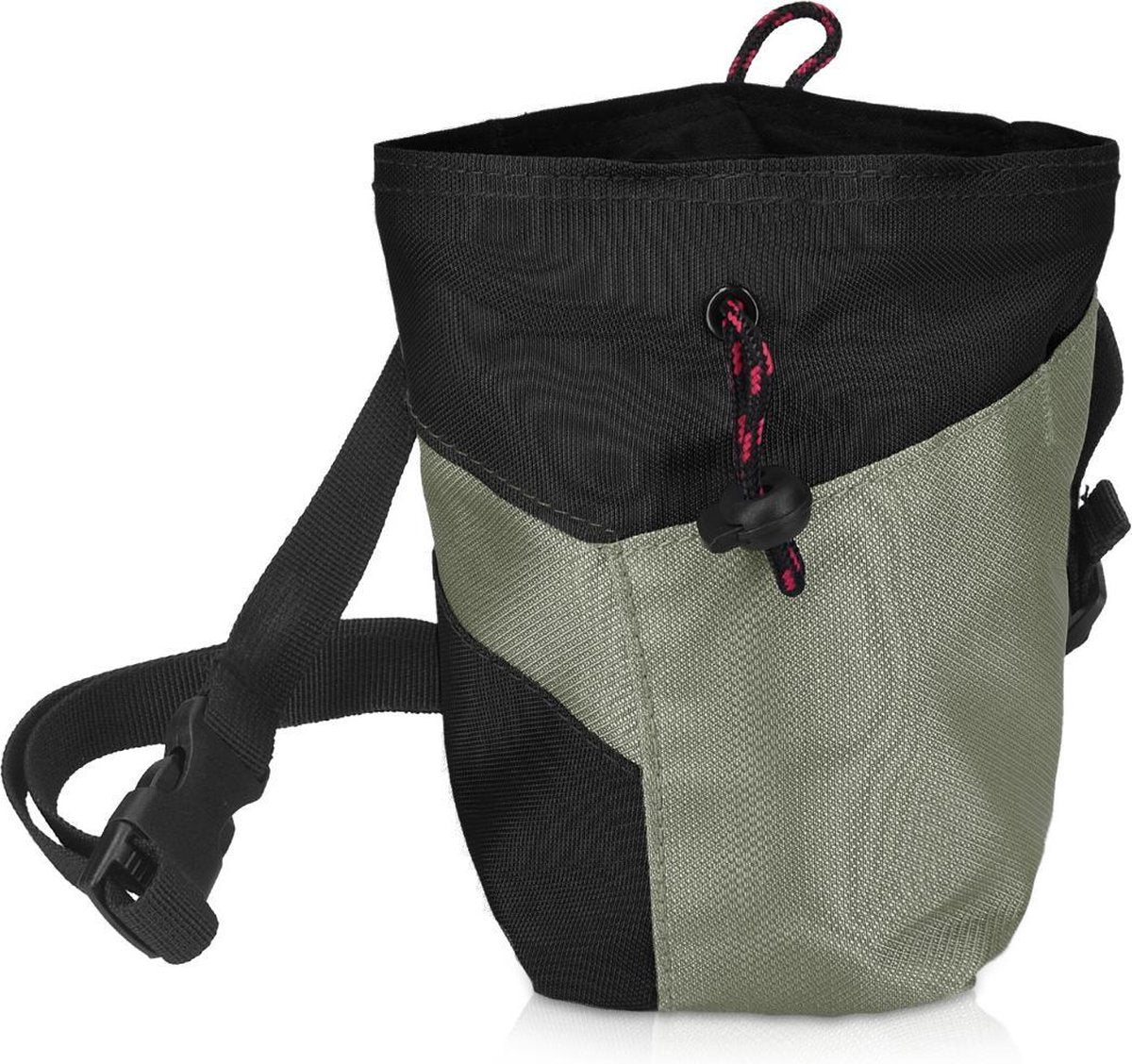 Navaris chalk bag - Krijttas voor boulderen en klimmen - Pofzak geschikt voor kalk en magnesium - Met trekkoord - Zwart/Grijs