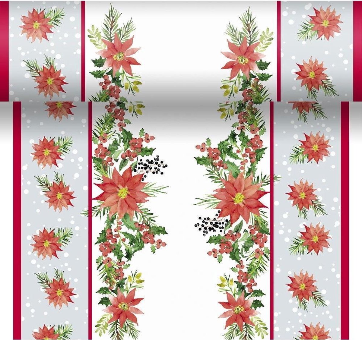 Kerst thema tafellopers/placemats met kerststerren 40 x 480 cm - Kerstdiner tafeldecoratie versieringen