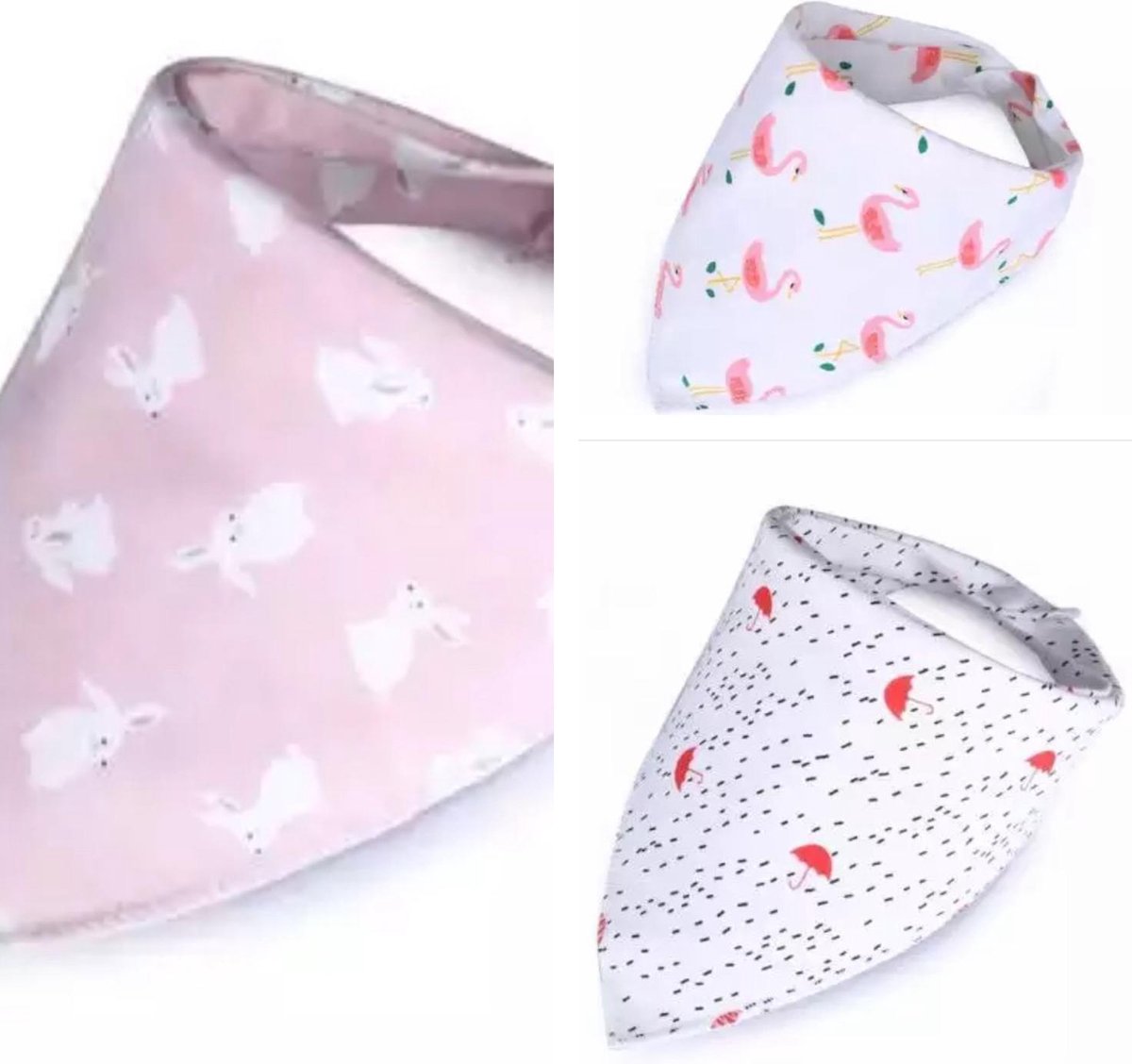 Bandana Slabbetjes - Punt Slab - +Zever Slabbetje - Kwijl Slab - Setje van 3 stuks - Pastel Design - Kraam Cadeau