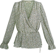 La Pèra Blouse Bloemen Vrouwen Groen blouse Dames - Maat M