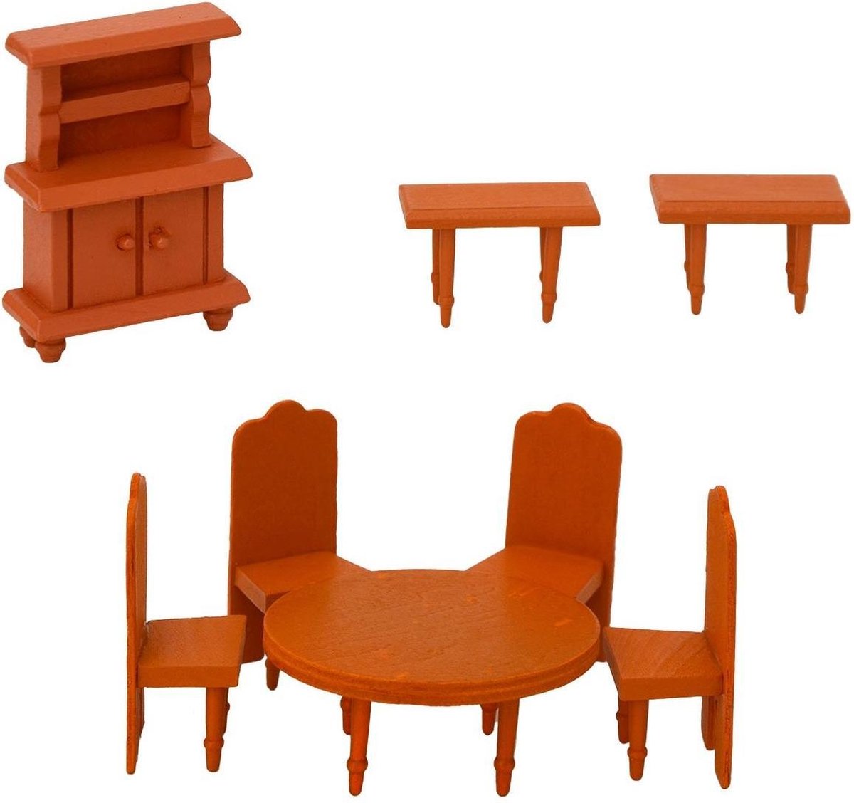 Poppenhuismeubelset eetkamer poppenhuismeubels hout poppenkameraccessoires bruin