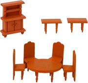 Poppenhuismeubelset eetkamer poppenhuismeubels hout poppenkameraccessoires bruin