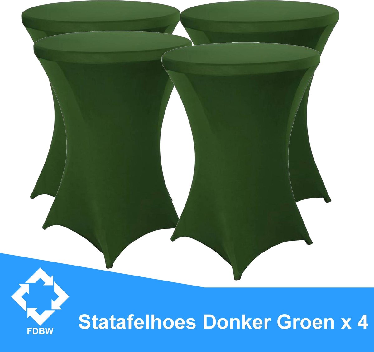 Statafelrok Luxe Donker Groen x 4 - Statafel Tafelrok - Statafelhoes - Stretch –  ∅80 x 110 cm – geschikt voor Horeca Evenementen | Sta Tafel Hoes | Statafel | Staantafelhoes | Cocktailparty | Trouwerij | Sta-tafel rok – 4 stuks - SET VAN 4