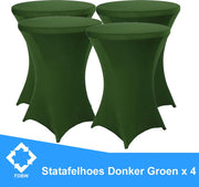 Statafelrok Luxe Donker Groen x 4 - Statafel Tafelrok - Statafelhoes - Stretch –  ∅80 x 110 cm – geschikt voor Horeca Evenementen | Sta Tafel Hoes | Statafel | Staantafelhoes | Cocktailparty | Trouwerij | Sta-tafel rok – 4 stuks - SET VAN 4