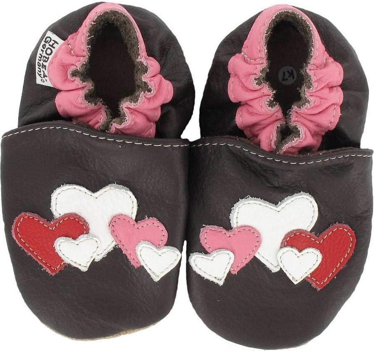 Hobea - babyslofjes - hartjes - bruin