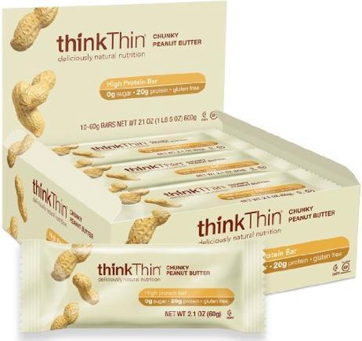 Think! Protein Bar - Eiwitrepen / Proteïne Repen - Witte Chocolade - 600 Gram - 10 Repen - 1 Doos