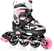 Spokey Quattro 4-in-1 Inlineskates - Maat 38-41 - Meisjes - Zwart - Wit - Roze