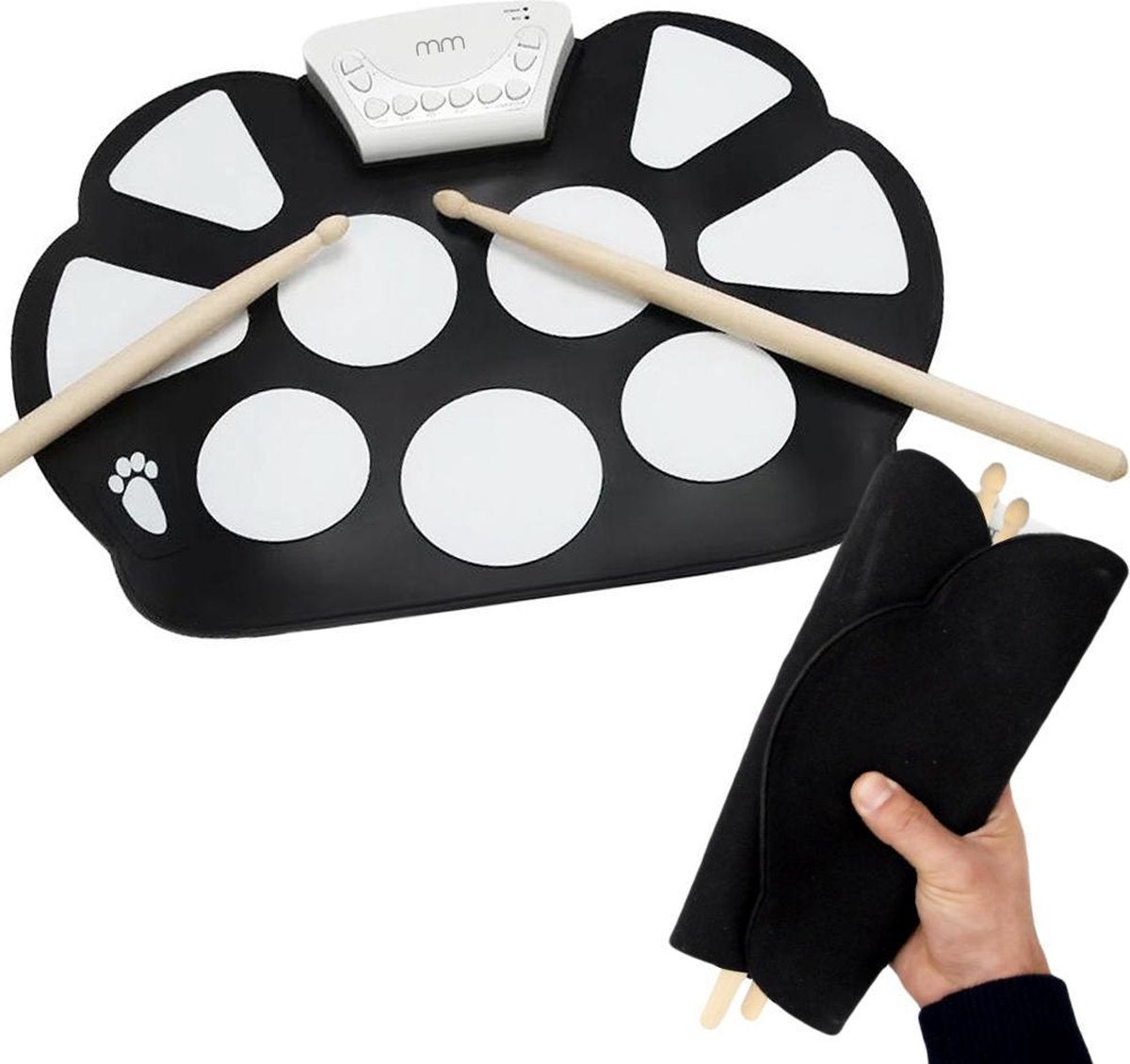 MikaMax Oprolbaar Drumstel - Speelgoedinstrument - Elektrische Drumpads - Mini Roll Up Drumkit - Complete Set