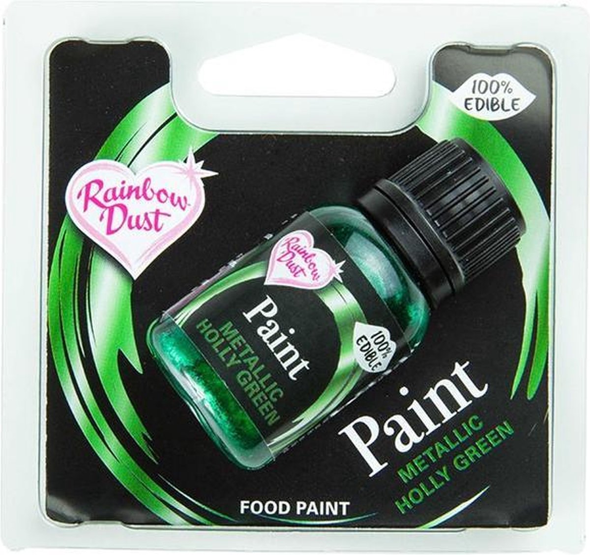 Rainbow Dust Metallic Voedsel Verf - Hulst Groen - 25ml