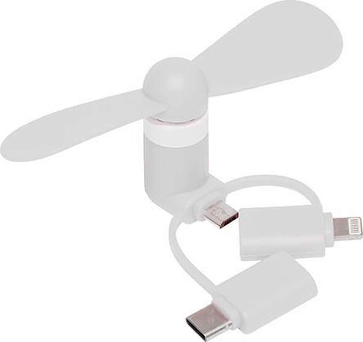 Smartphone ventilator 3 in 1 | Micro-USB | Lightning | USB-C – wit
