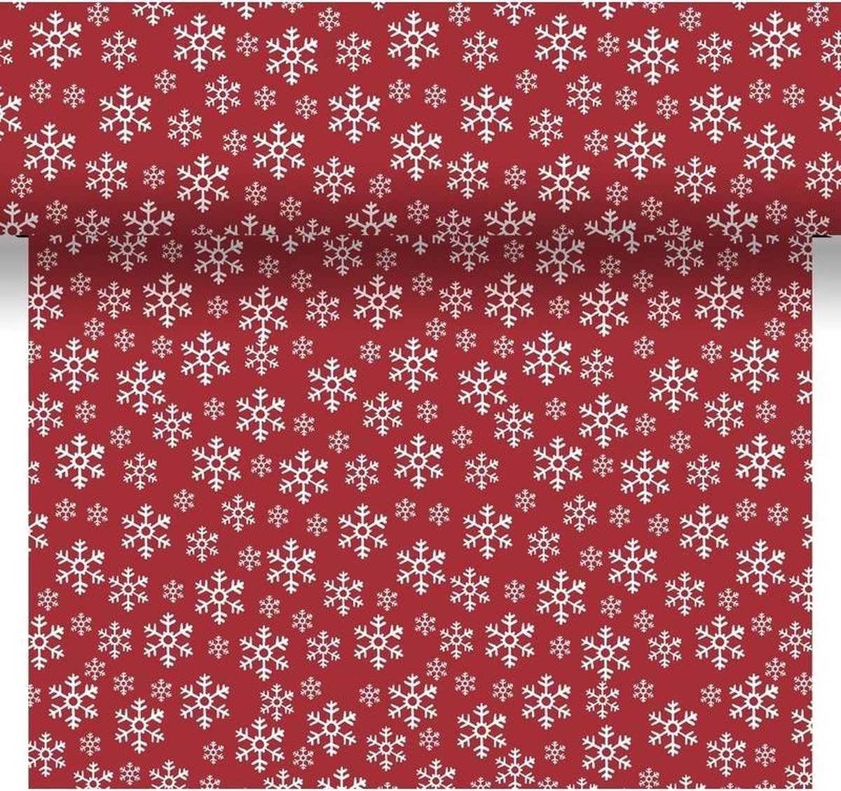 Kerst thema tafellaken/tafelkleed rood/wit sneeuwvlokken print 138 x 220 cm - Kerstdiner tafeldecoratie versieringen