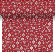 Kerst thema tafellaken/tafelkleed rood/wit sneeuwvlokken print 138 x 220 cm - Kerstdiner tafeldecoratie versieringen