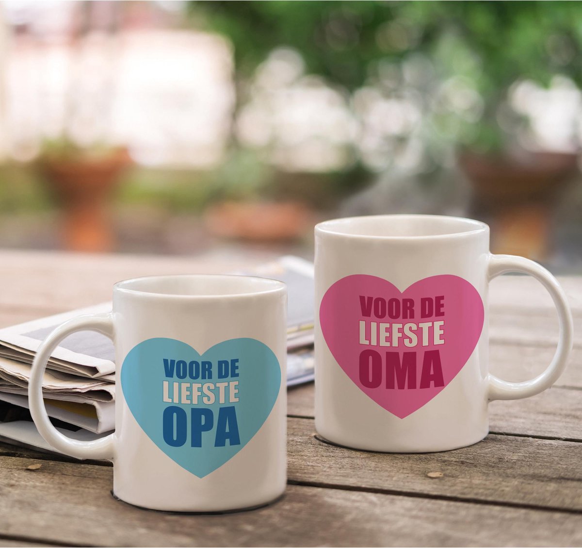Voor de liefste Opa en Oma mok - Cadeautje/ cadeau beker set voor Opa en Oma