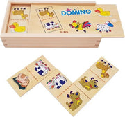 Houten domino spel boerderij in kist hout