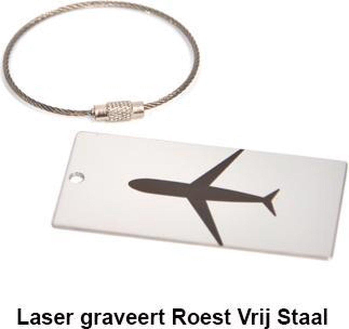 Kofferlabel RVS vliegtuig