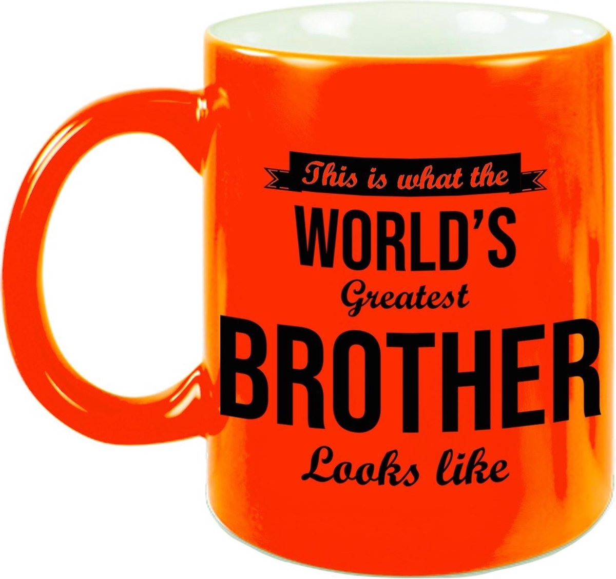 Worlds Greatest Brother cadeau koffiemok / theebeker neon oranje 330 ml
