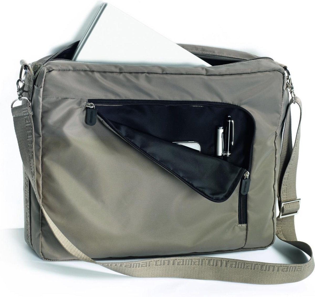 U-turnbag laptoptas taupe/noir