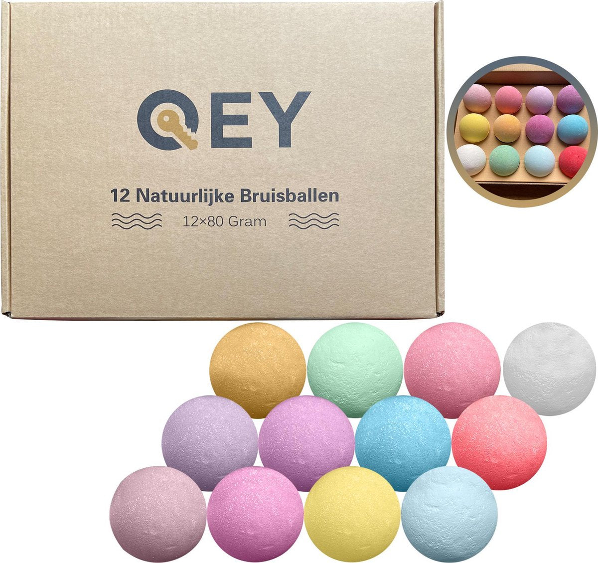 QEY XL Bruisballen set (12 stuks) - 100% Natuurlijk