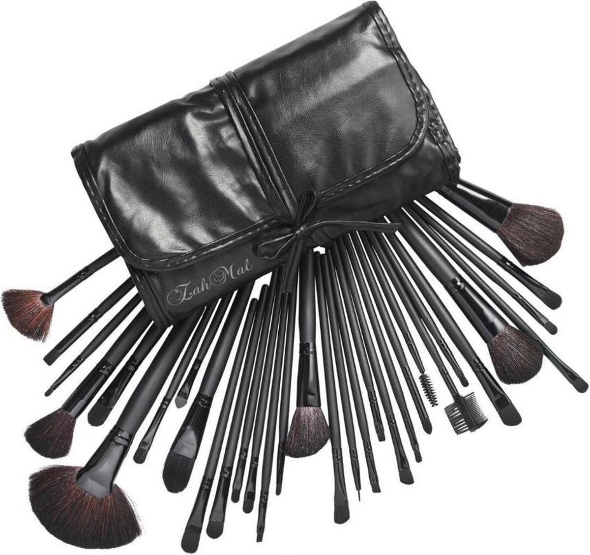 Evvie Professionele Make-up Kwasten in Luxe Etui - Kwastenset - Zwart - 32 stuks