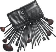 Evvie Professionele Make-up Kwasten in Luxe Etui - Kwastenset - Zwart - 32 stuks
