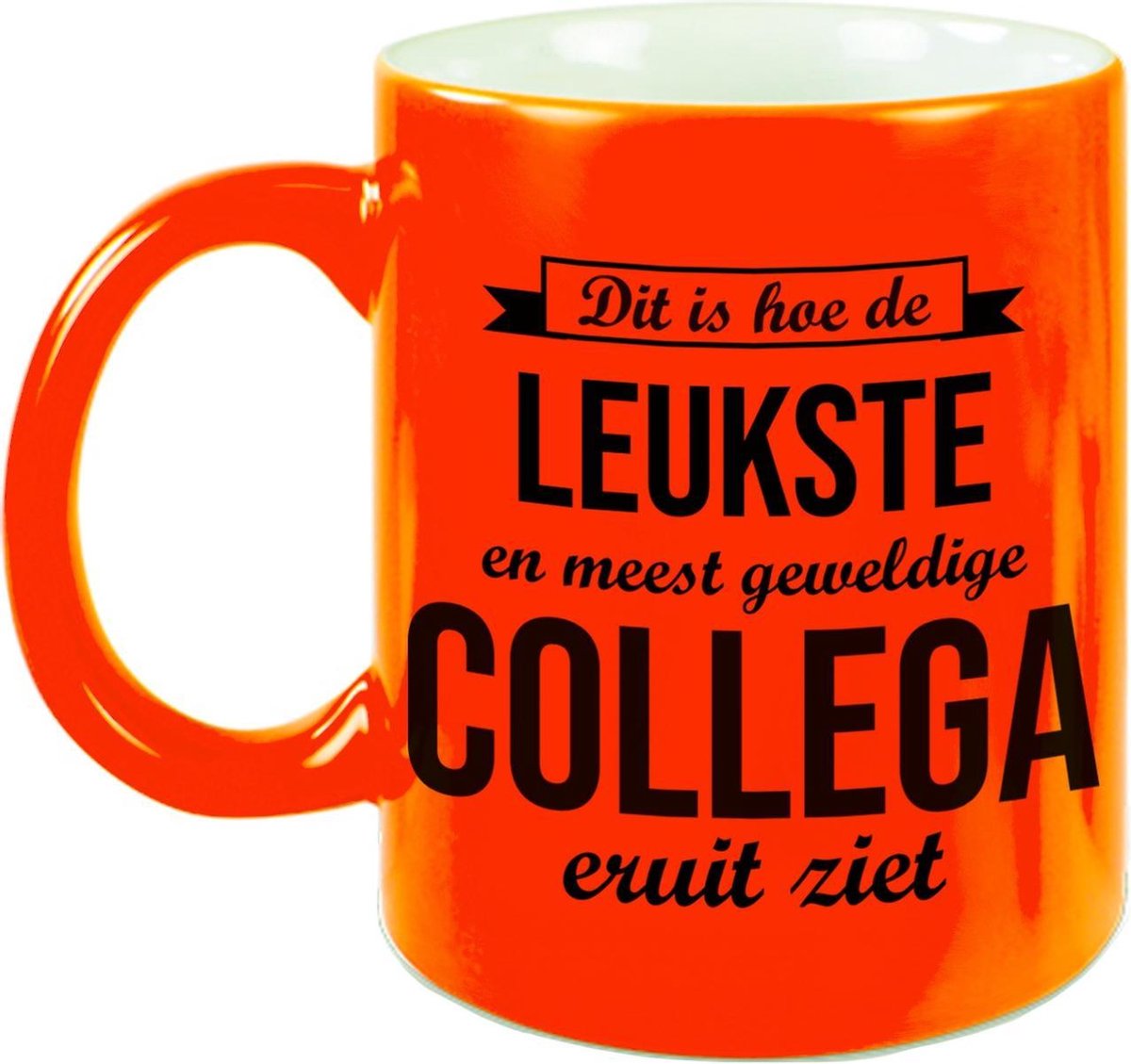 Leukste en meest geweldige collega cadeau koffiemok / theebeker neon oranje 330 ml