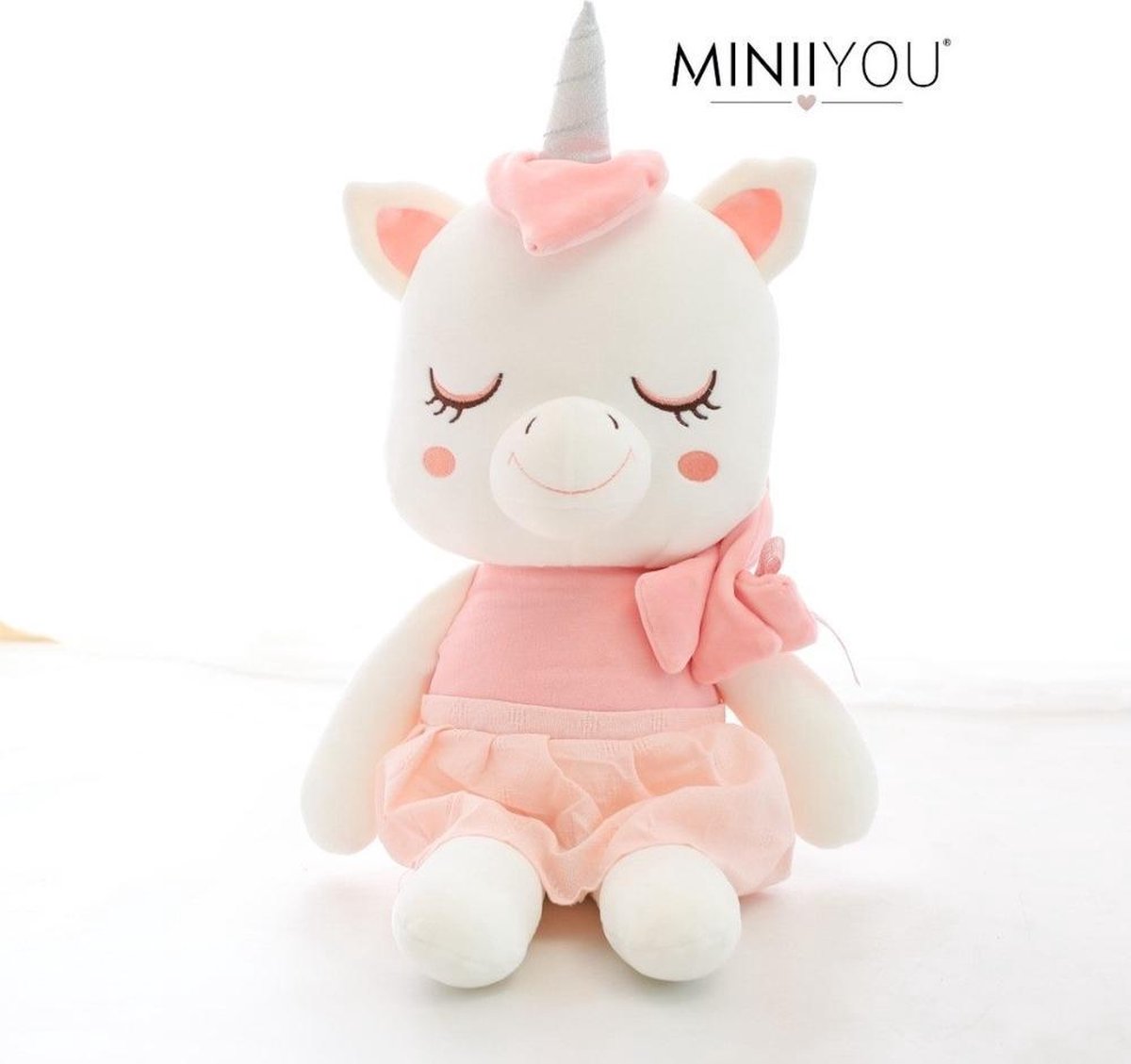 MINIIYOU® Meisjes eenhoorn knuffel kinderen | Zacht pluche roze Unicorn knuffel | Eenhoorn knuffel met roze jurkje