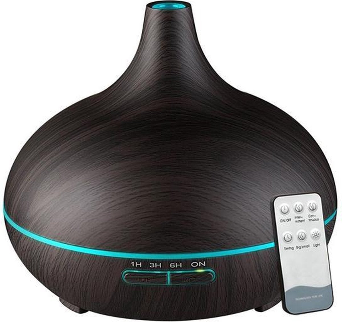 Aroma Diffuser 550ml met afstandsbediening - Vernevelaar - Luchtbevochtiger - Donkerbruin
