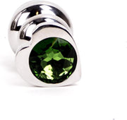 Buttplug geribbeld RVS met diamant in hartvorm - groen